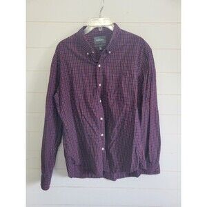 Bonobos Mens Button Up Shirt Plaid Slim Fit Long Sleeve Navy Red Size XL